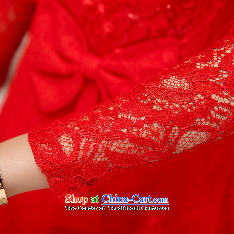 The Taliban Slobodan xl bridal dresses bows services back to the door spring and autumn 2015 service pack in long-sleeved red lace long skirt red V-Neck XL, Taliban Slobodan (BANMILUO) , , , shopping on the Internet
