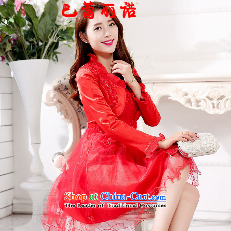 The buds of 2015 autumn and winter, New floral decorations straps gauze bon bon skirt wedding dress + short, lace small coat two kits dresses bows dress red XL, bar, the Lei Shopping on the Internet has been pressed.