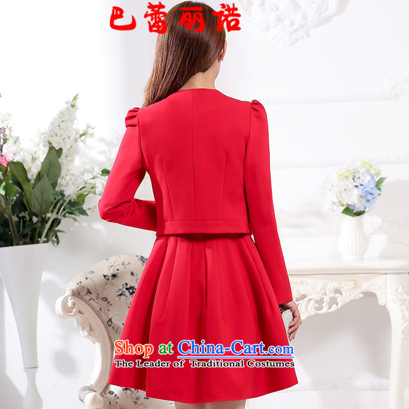 The buds of 2015 autumn and winter, new gauze fluoroscopy sleeveless red bride dress + long-sleeved jacket two kits dresses bows dress RED M Bar Lei Li, , , , shopping on the Internet