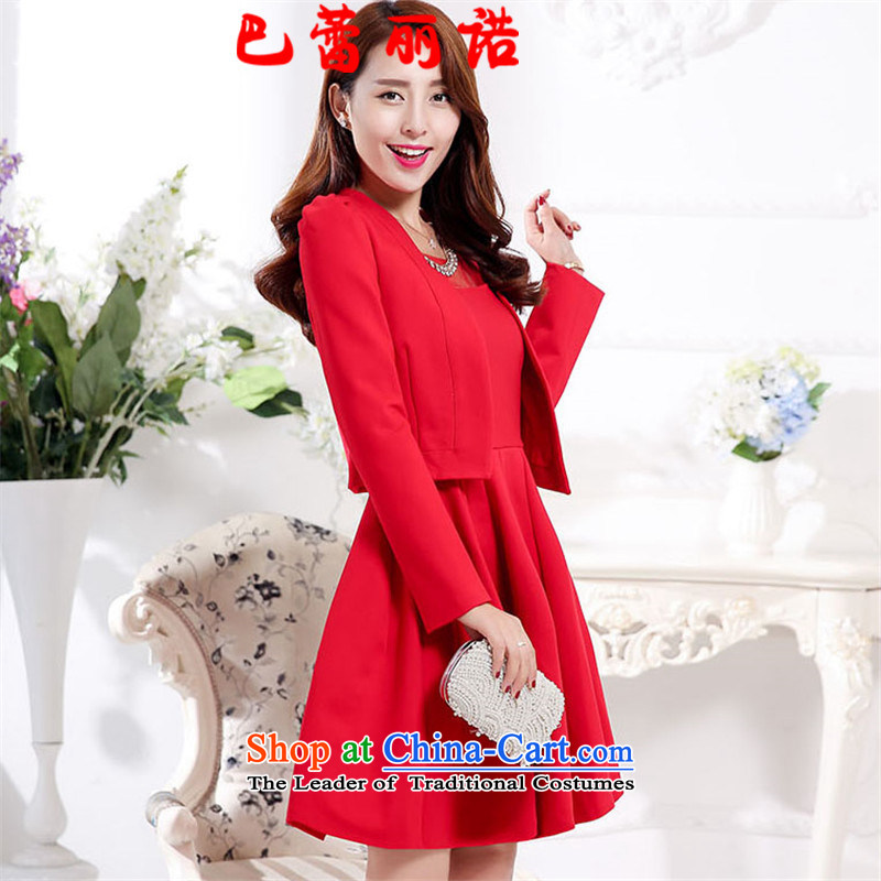 The buds of 2015 autumn and winter, new gauze fluoroscopy sleeveless red bride dress + long-sleeved jacket two kits dresses bows dress RED M Bar Lei Li, , , , shopping on the Internet