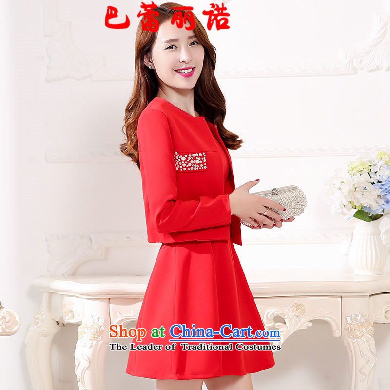 The buds of 2015 autumn and winter, the new bride red three-dimensional construction sleeveless minimalist bows off drill Services + jacket two kits dresses wedding dress red , L, Lei Li, , , , shopping on the Internet