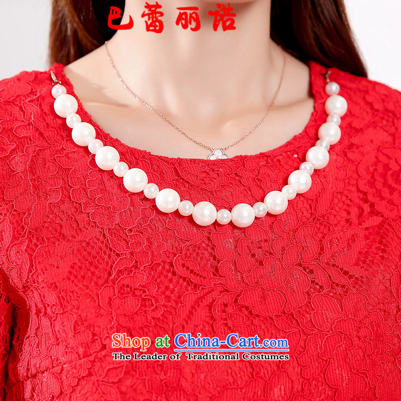 The buds of 2015 autumn and winter, the new bride large load lace stitching necklace decorated Wedding dress dresses bows to the red bar Lei Li Nokia XXL, shopping on the Internet has been pressed.