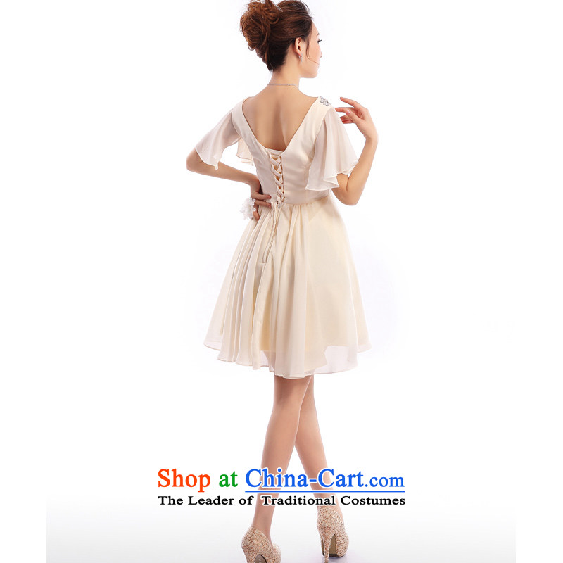 (Heung-lun's] compartment bridesmaid small in short, Sau San video dress thin evening dresses moderator betrothal a performance by students serving champagne color L, incense, , , , Dell Online Shopping