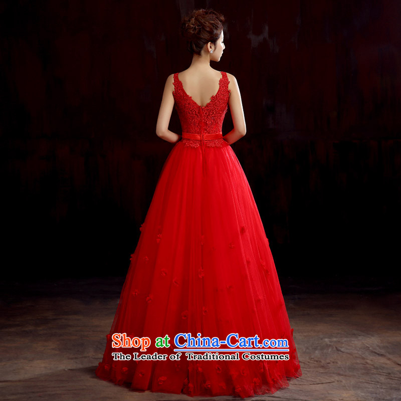 Time of marriage bows serving Syrian brides dress long red autumn 2015 shoulders dress lace betrothal festival female red XL, Syria has been pressed time shopping on the Internet