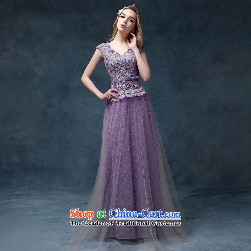 According to Lin Sha 2015 new shoulders V-Neck lace upscale dinner dress bride bows services long marriage evening dresses purple tailored customer service, in accordance with the Advisory Lin Sha , , , shopping on the Internet