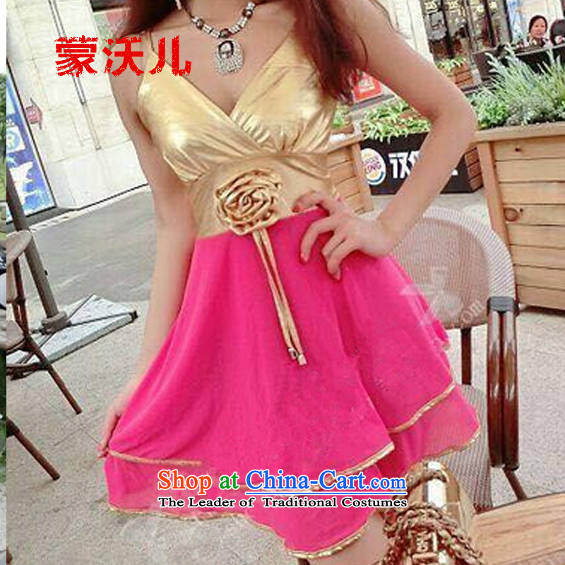 Montevideo Kosovo's 2015 new dresses autumn sexy bow tie strap with Hamor chest bon bon forming the night club dress code for women are of the pink-mengwoer Kosovo) , , , shopping on the Internet