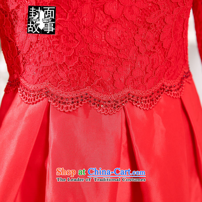 Cover Story new Korean sweet betrothal dresses 2015 Spring/Summer engraving lace long-sleeved wedding dresses marriage bows small red M Cover Story (COVER) SAYS shopping on the Internet has been pressed.