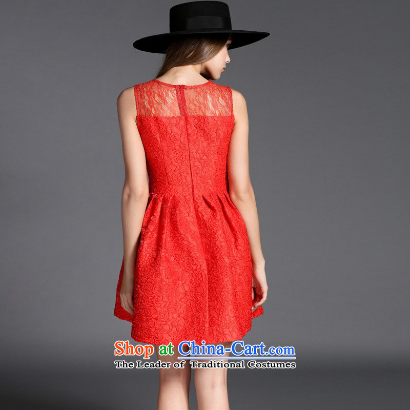 The OSCE Poetry Film 2015 autumn and winter new women's western style lace stitching on-chip beads form a word   dresses red wedding dress bows services red (poems, OSCE oushiying) , , , shopping on the Internet