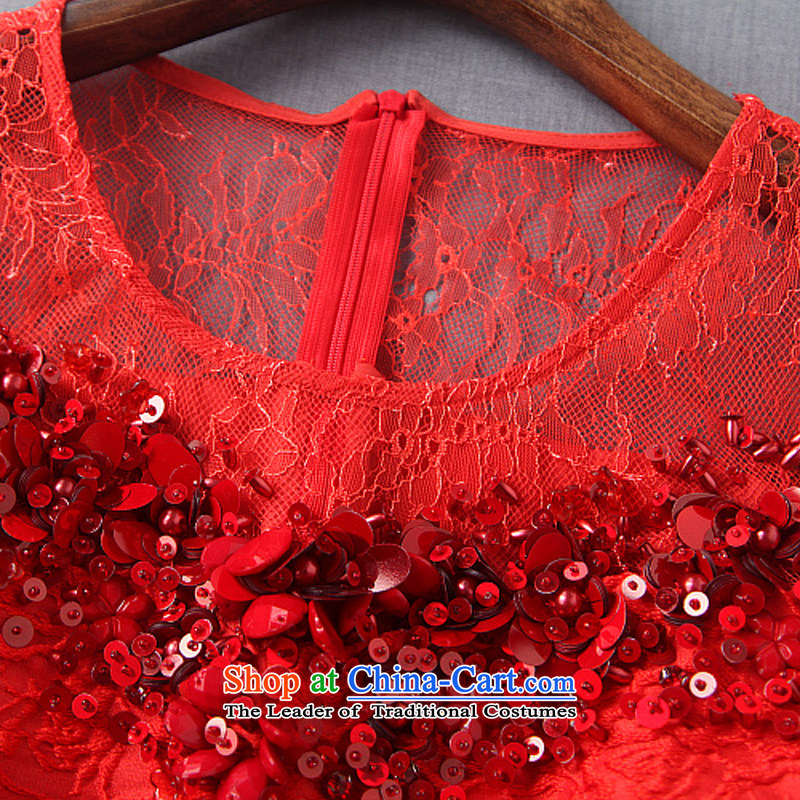 The OSCE Poetry Film 2015 autumn and winter new women's western style lace stitching on-chip beads form a word   dresses red wedding dress bows services red (poems, OSCE oushiying) , , , shopping on the Internet
