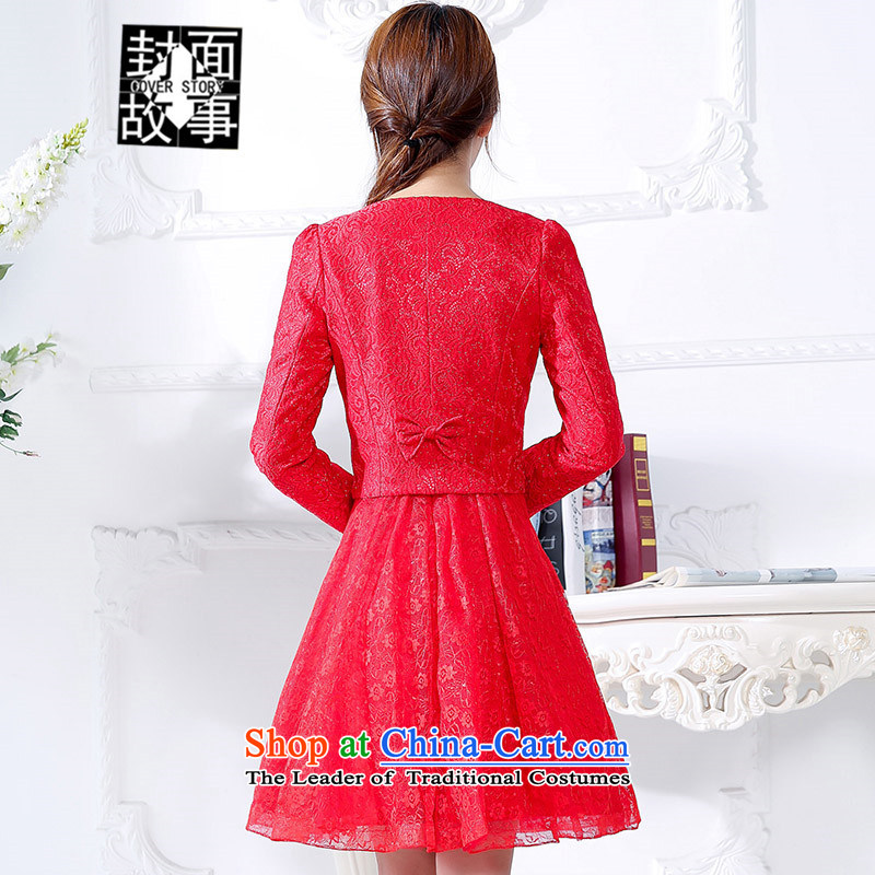 Cover Story 2015 long-sleeved jacket round-neck collar + Return door onto evening dresses pregnant women small red two kits bride bows services wedding dress even XXXL, red cover story (COVER) SAYS shopping on the Internet has been pressed.