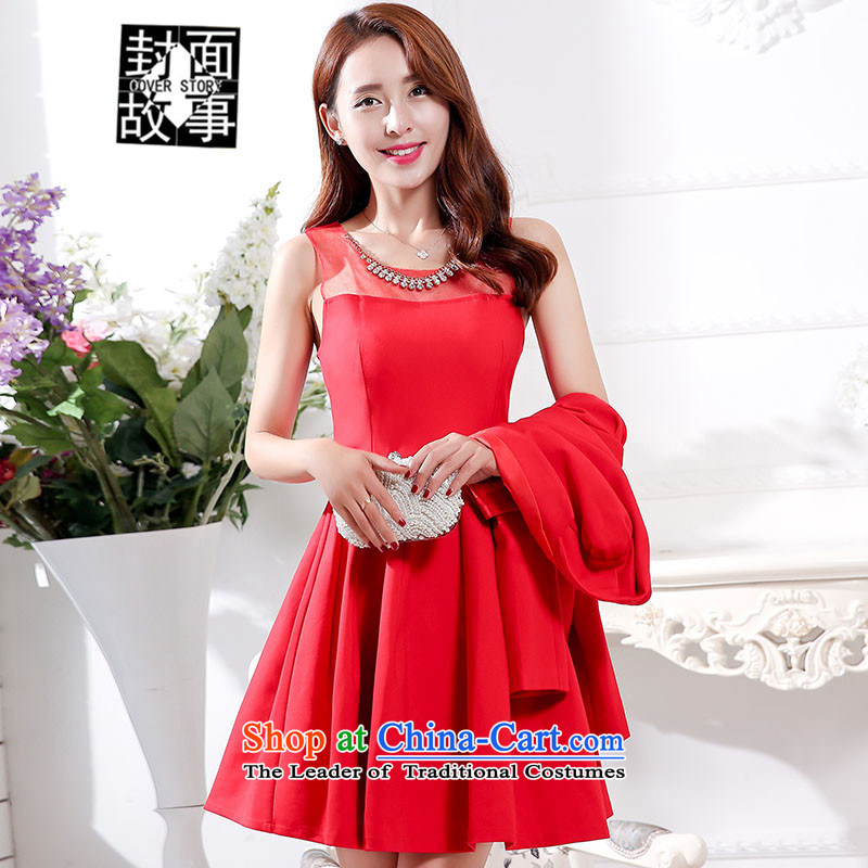 Cover story red autumn 2015 Wedding Dress Short of married women serving the lift mast to drink the betrothal two kits for larger female red XL