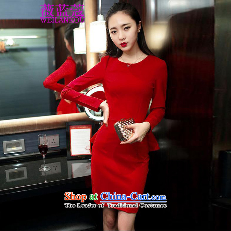 Ms Audrey EU blue long-sleeved new 2015 Coe elegant forming the gift of the Sau San skirts services Korean married red dress black , L, Ms Audrey Eu Blue Coe (WEILANKOU) , , , shopping on the Internet