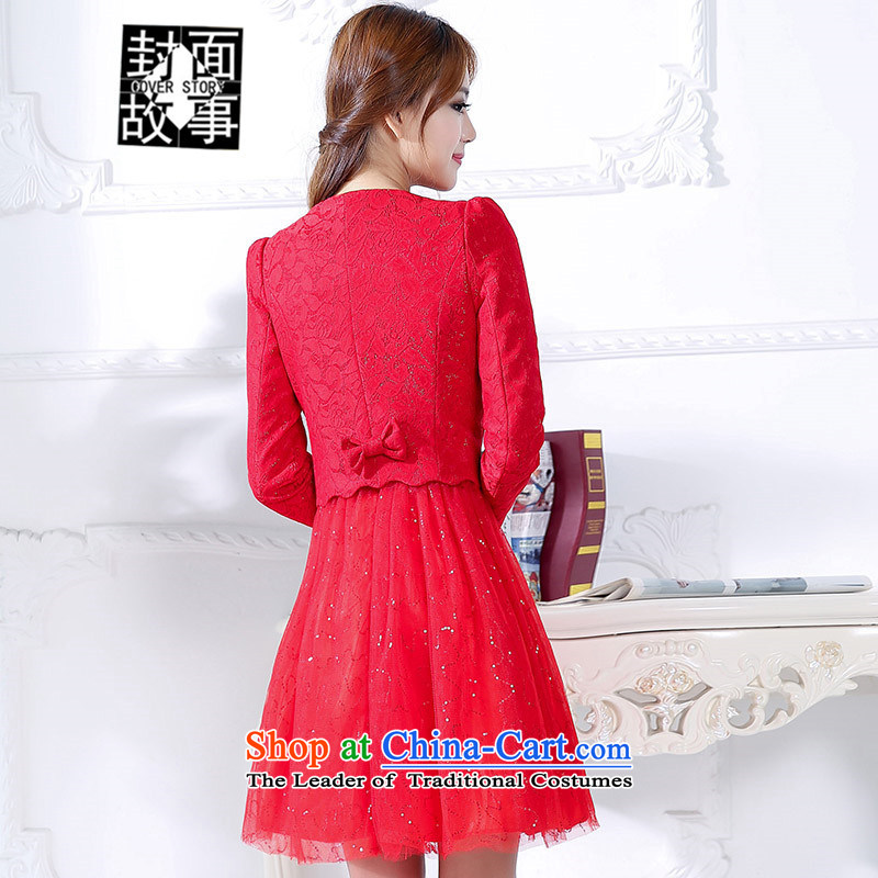 Cover Story 2015 Wedding Dress Short jacket, + dresses dresses two kits back door onto evening drink service red L, bridal Cover Story (COVER) SAYS shopping on the Internet has been pressed.