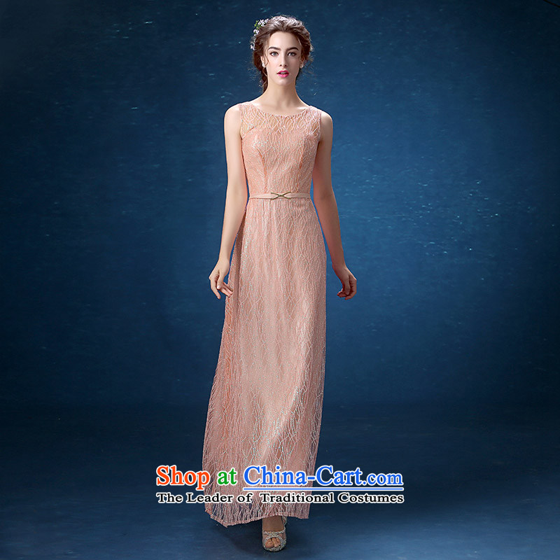 Evening dress long banquet 2015 new marriages bows services under the auspices of the skirt dress bridesmaid to female?XL
