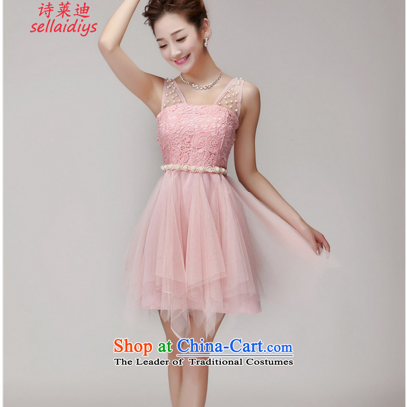 At 2015 Summer poem lace spent manually staple pearl hook princess bon bon skirt elastic waist nets dresses pink dresses S