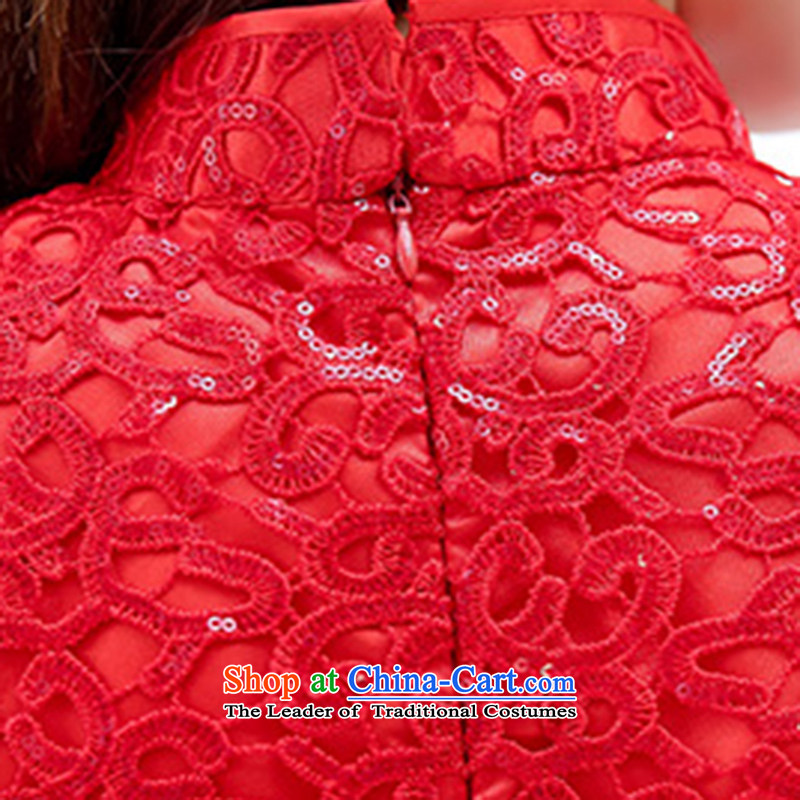 As autumn 2015 Spring and Autumn new festive red night ceremony clothing Sau San lace qipao larger bows services bridesmaids performances female RED M code service recommendations 82-102 catty weight wear, cross-chau (QIQIU) , , , shopping on the Internet