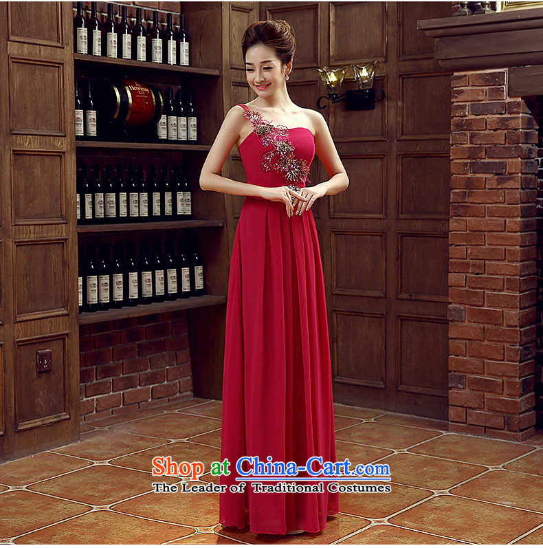 Non-you do not marry 2015 new wedding dress Chinese long single shoulder bride long skirt diamond jewelry Sau San King sprinkler services stylish chiffon bridesmaid skirt evening dresses large red M picture, prices, brand platters! The elections are supplied in the national character of distribution, so action, buy now enjoy more preferential! As soon as possible.