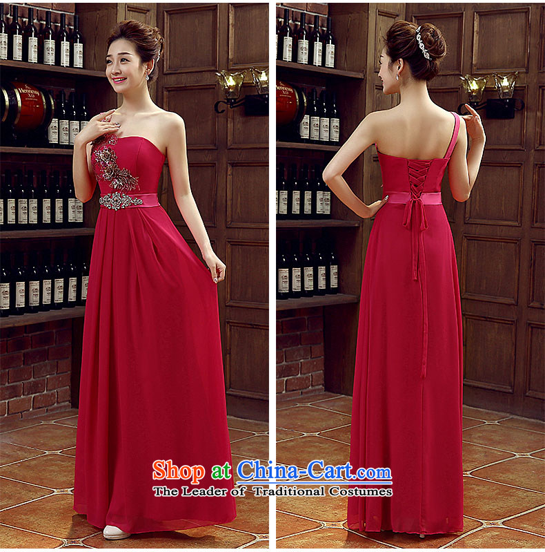 Non-you do not marry 2015 new wedding dress Chinese long single shoulder bride long skirt diamond jewelry Sau San King sprinkler services stylish chiffon bridesmaid skirt evening dresses large red M picture, prices, brand platters! The elections are supplied in the national character of distribution, so action, buy now enjoy more preferential! As soon as possible.