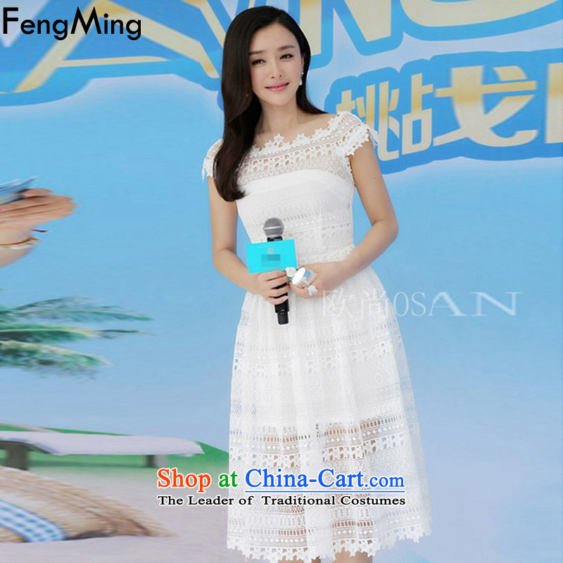 Hsbc Holdings Plc 2015 Autumn Ming dresses stars of the same water-soluble lace engraving Sailers Princess Sau San skirt white L, HSBC Holdings plc (fengming ming) has been pressed shopping on the Internet