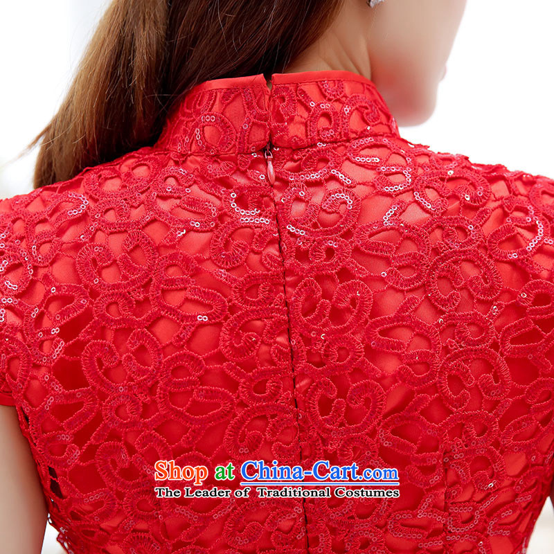 Mrs M new stylish 2015 Land Lace Embroidery elegant qipao gown red XXXL, Sau San Shu-m (SHUMILIAN) , , , shopping on the Internet
