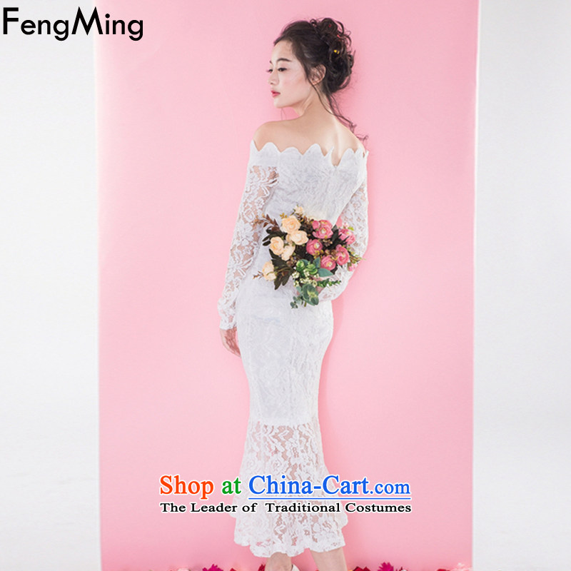 Hsbc Holdings plc Ming Chu New Europe and the 2015 big aristocratic temperament dress lace for long-sleeved crowsfoot white dresses , HSBC Holdings plc (fengming ming) has been pressed shopping on the Internet