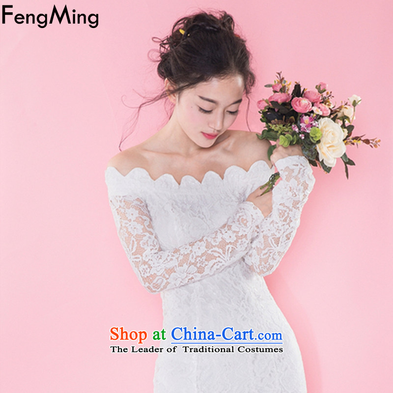 Hsbc Holdings plc Ming Chu New Europe and the 2015 big aristocratic temperament dress lace for long-sleeved crowsfoot white dresses , HSBC Holdings plc (fengming ming) has been pressed shopping on the Internet