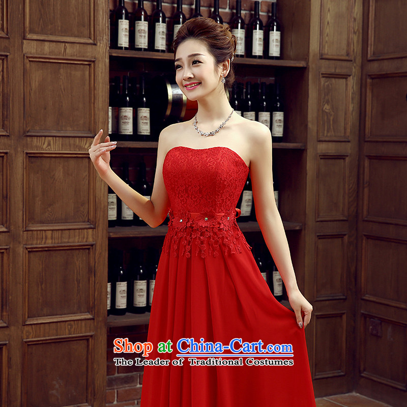 Non-you do not marry 2015 new stylish wedding dress wiping the chest long skirt ultra-thin lace toasting champagne video services bridesmaid to Sau San services engraving strap dresses large red S, non-you do not marry shopping on the Internet has been pressed.
