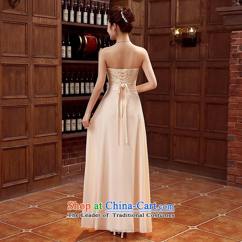 You do not marry non- bride evening dresses and 2015 chest embroidery lace long skirt Fashion foutune strap dresses chiffon tie bows services serving bridesmaid champagne color L, non-you do not marry shopping on the Internet has been pressed.