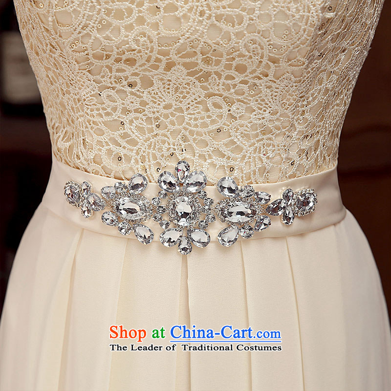You do not marry non- bride evening dresses and 2015 chest embroidery lace long skirt Fashion foutune strap dresses chiffon tie bows services serving bridesmaid champagne color L, non-you do not marry shopping on the Internet has been pressed.