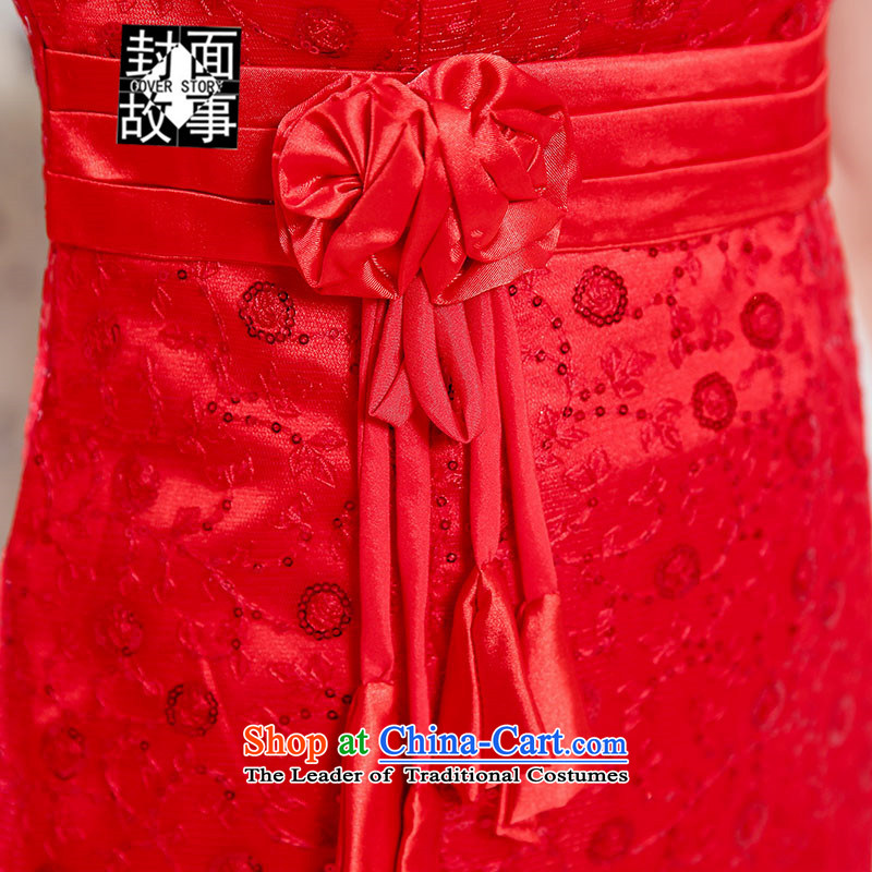Cover story transmitted to the new spring and autumn 2015 replace short of marriages red lace in waist dresses elegant evening dresses XXXL, red cover story (COVER) SAYS shopping on the Internet has been pressed.