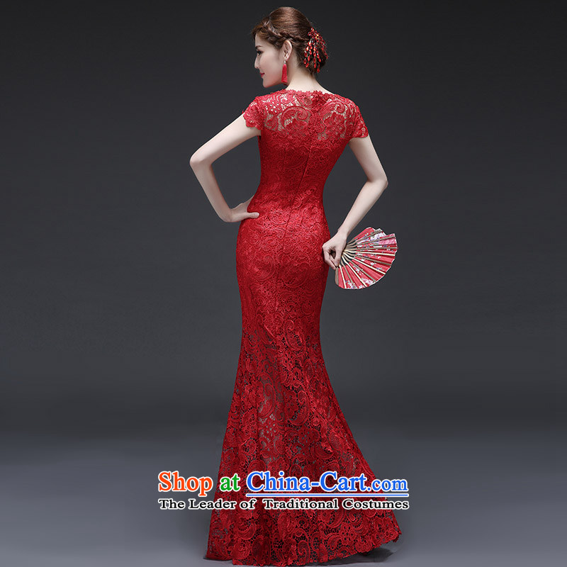According to Lin Sa 2015 Autumn new bride crowsfoot long serving drink red marriage qipao dinner of the Sau San Dress Short-sleeved XL, according to Mr Lin Sha , , , shopping on the Internet