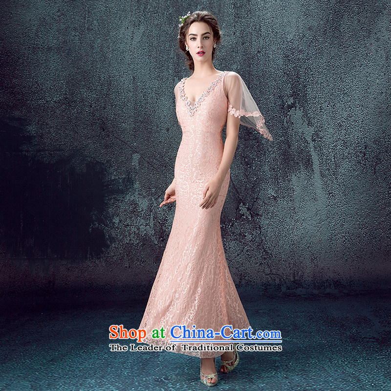 According to Lin Sha pink marriages bows service long annual dinner with Neck Cape wedding dresses evening 2015 autumn and winter new XL, according to Lin Sha , , , shopping on the Internet