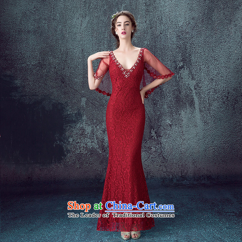 According to Lin Sha 2015 new bride bows services fall marriage shawl dress betrothal wine red long crowsfoot dress Sau San tailored customer service, in accordance with the Advisory Lin Sha , , , shopping on the Internet