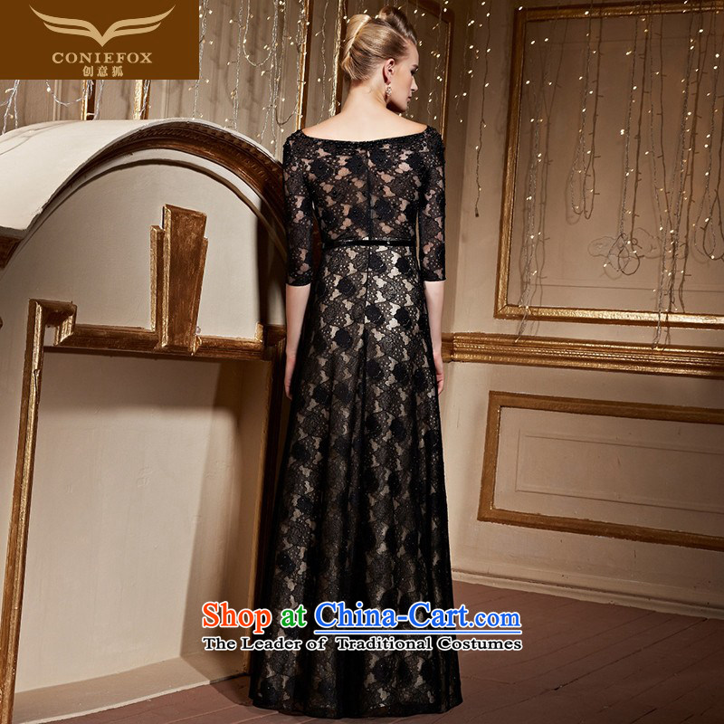 Creative word fox shoulder lace banquet hosted the annual dinner dress dress fashion, long-sleeved evening drink service red carpet dress long skirt 30932 Black M creative Fox (coniefox) , , , shopping on the Internet