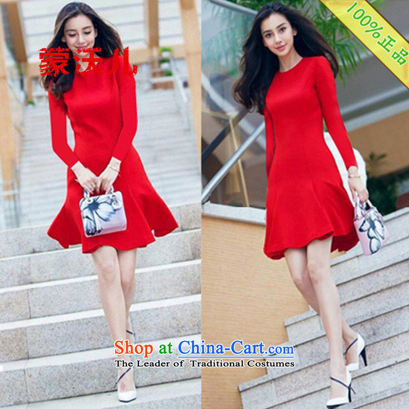  2015 Autumn-Monrovia Kosovo new products dresses long-sleeved baby stars of the same bridesmaid dress in red dress crowsfoot skirt red , L, Monrovia (mengwoer Kosovo) , , , shopping on the Internet