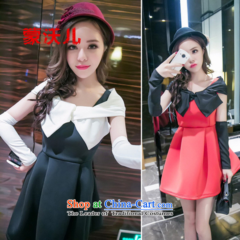 Montevideo Kosovo's 2015 autumn and winter there is a new stylish wind chest big bow tie dress Foutune of video thin dress code of the Red are Kosovo-mengwoer) , , , shopping on the Internet