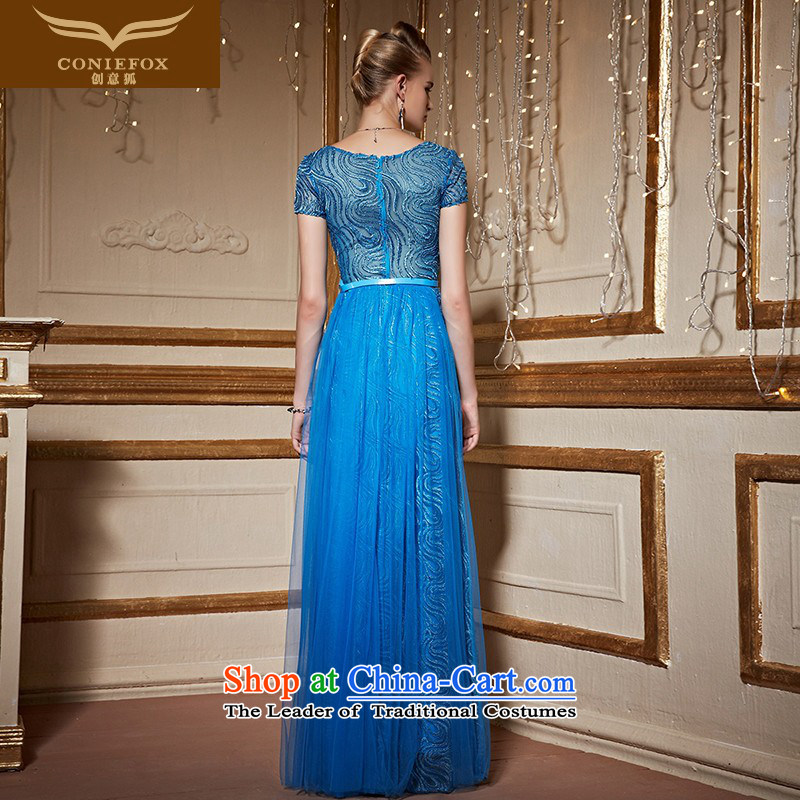 Creative Fox stylish V-Neck banquet dinner dress blue dress will preside over evening dresses annual bows to Sau San dropped long skirt 30956 blue , L, creative Fox (coniefox) , , , shopping on the Internet