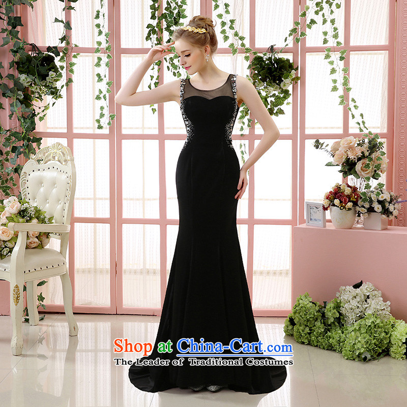2015 Autumn and winter new summer wedding dresses marriages bows long evening dresses red female wedding dresses crowsfoot black black S, dumping of wedding dress shopping on the Internet has been pressed.