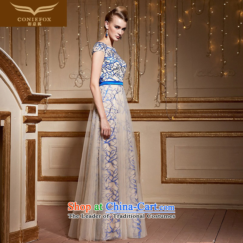 Creative Fox 2015 round-neck collar personality shoulders banquet evening dresses and stylish lace and long skirt annual meeting presided over the Internet will dress 30961 picture color XXL pre-sale, creative Fox (coniefox) , , , shopping on the Internet