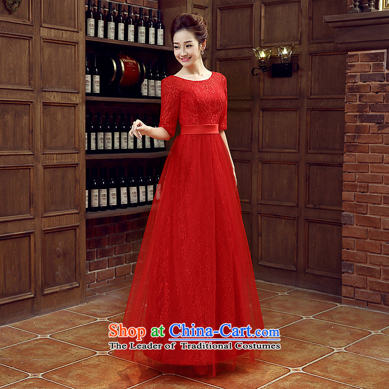 Non-you do not marry 2015 new wedding dress in autumn cuff long skirt elegant beauty bridesmaid evening dress retro lace bows service bridal dresses large red S, non-you do not marry shopping on the Internet has been pressed.