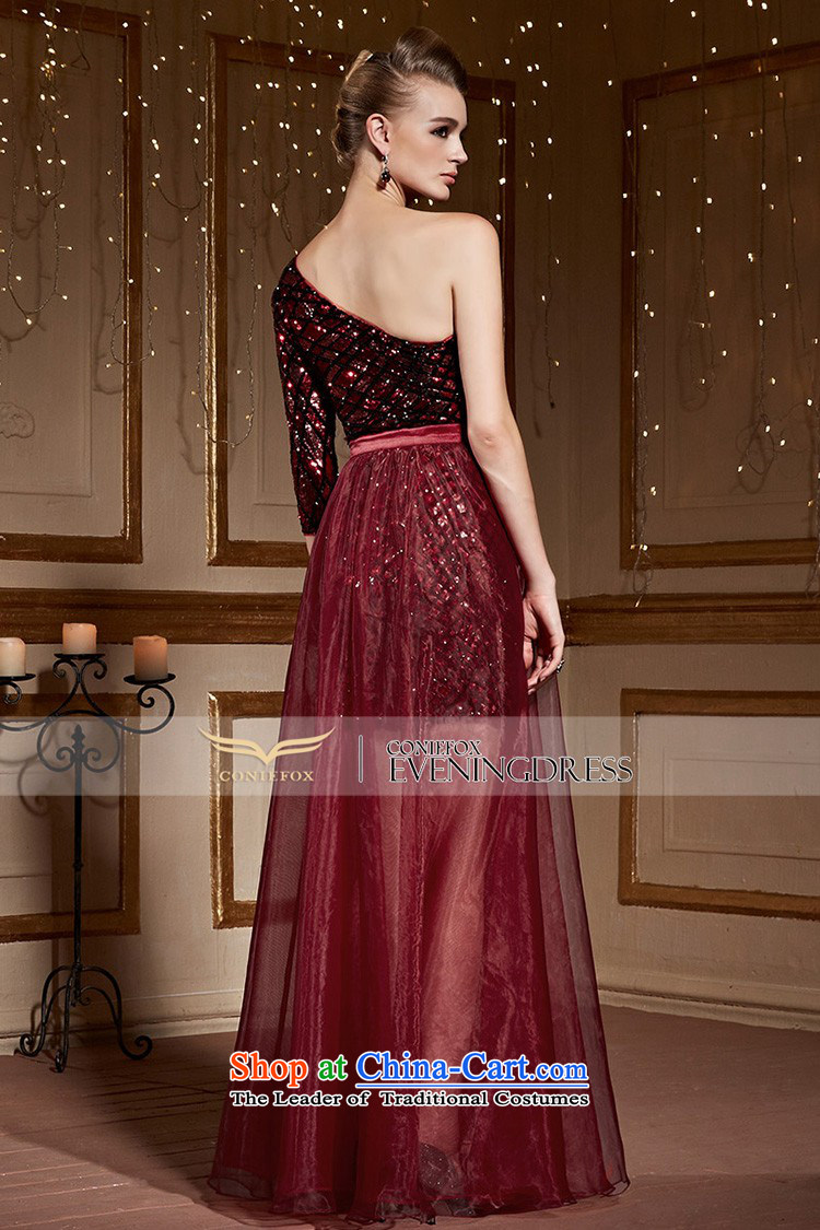 Creative Fox Red single shoulder length of nets dress Beveled Shoulder evening drink Service Bridal Fashion on the wedding dress chip banquet evening dresses 30963 wine red S picture, prices, brand platters! The elections are supplied in the national character of distribution, so action, buy now enjoy more preferential! As soon as possible.