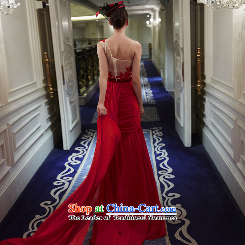 Wedding dress 2015 new masked red lace shoulder services drop off service bows red , L, HIV in , , , shopping on the Internet