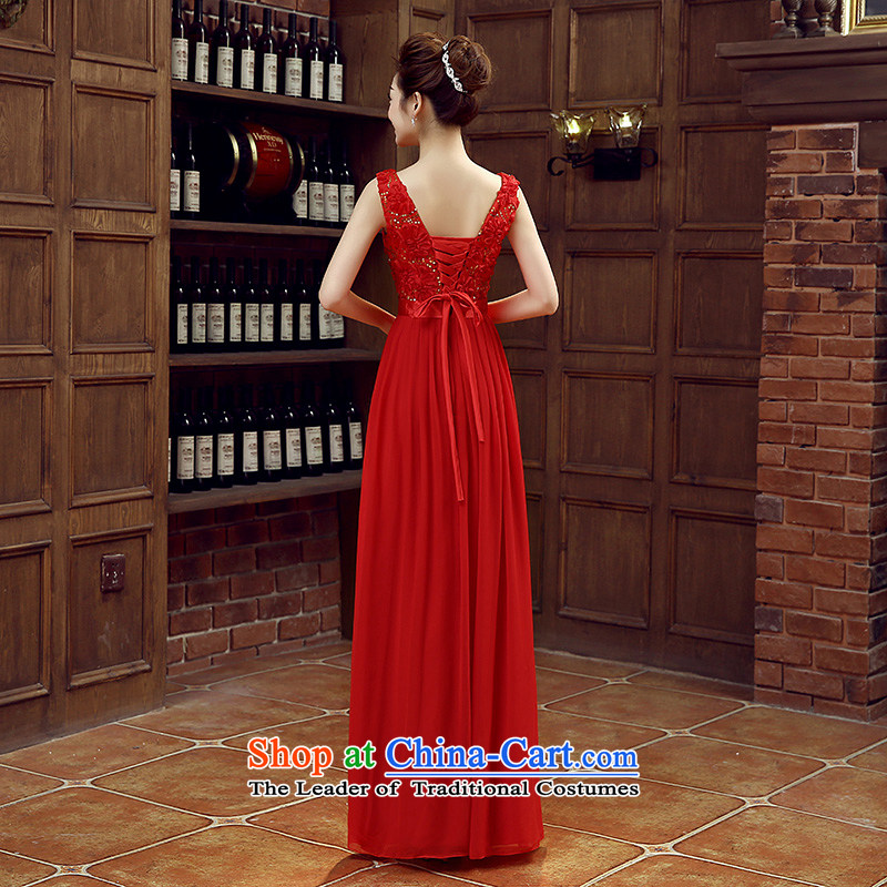Non-you do not marry 2015 new evening dresses red married long strap dress deep V-neck and sexy bows to lace bridesmaid dress dresses RED M Non-you do not marry shopping on the Internet has been pressed.