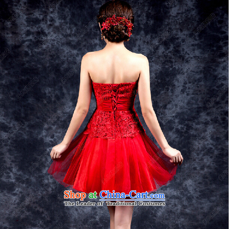 Evening dress new summer 2015 short, banquet dresses dress girl brides bows to marry a stylish field shoulder red XL, pure love bamboo yarn , , , shopping on the Internet