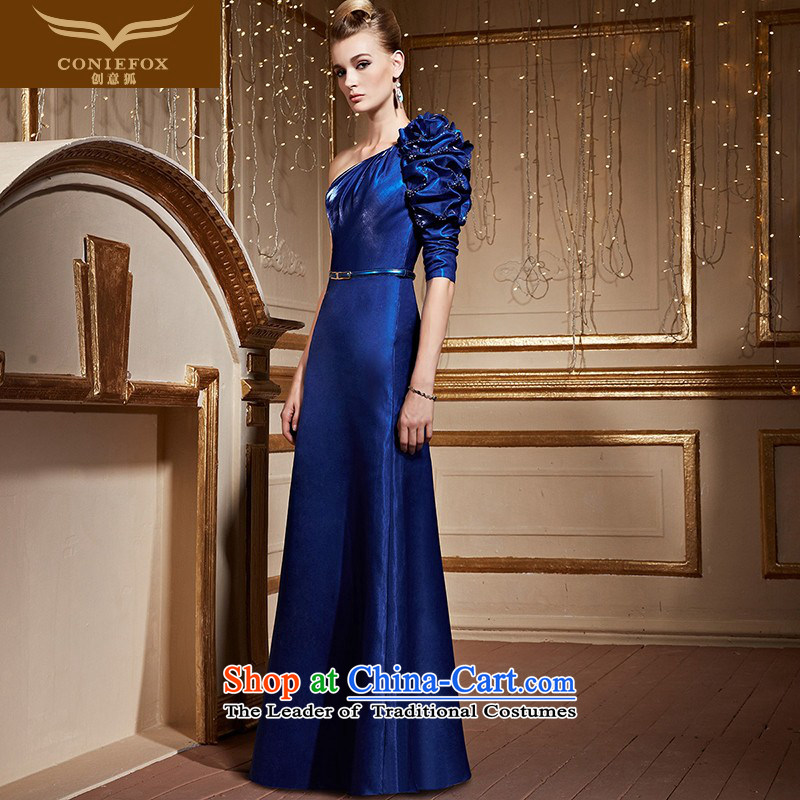 Creative New 2015 Fox single shoulder length of blue dress evening drink services under the auspices of the annual session will dress female banquet long skirt 82239 Blue Fox (coniefox XL, creative) , , , shopping on the Internet