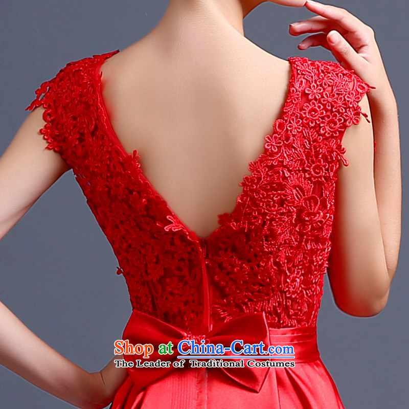 2015 Spring and Fall to align the new bride, Wedding Dress lace red bows services video thin waist bow tie evening dresses red S, every JIAONI stephanie () , , , shopping on the Internet