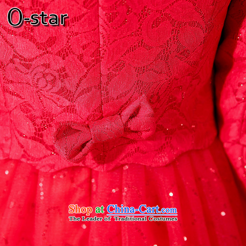 In the fall of 15 o-star new bride bridesmaid married women dress bows red long wedding dress two kits dresses red l,o-star,,, shopping on the Internet
