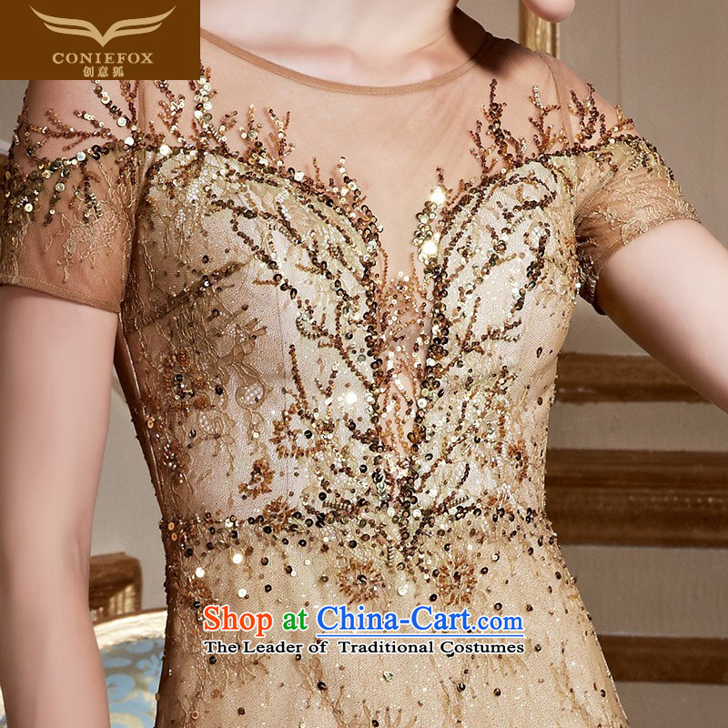 Creative and stylish web nails fox bead dress elegant long evening dress annual meeting chaired banquet dress bows to show dress long skirt 82230 light blond , creative Fox (coniefox) , , , shopping on the Internet