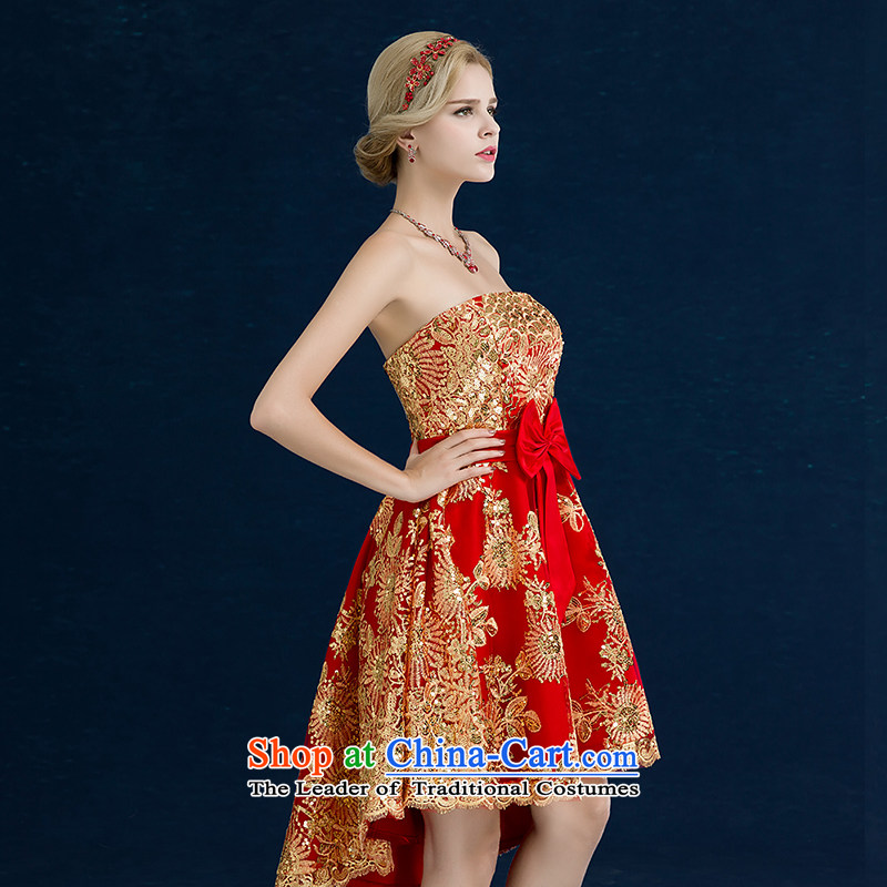 Jiang bride bows service seal 2015 new autumn and winter and chest Wedding Dress Short, banquet dress lace larger evening dresses and chest XXL, Red Seal Jiang shopping on the Internet has been pressed.