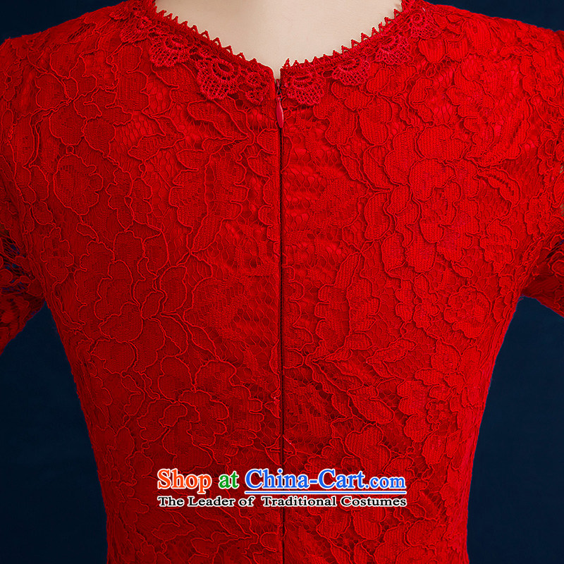 Jiang bride bows service seal 2015 autumn and winter wedding dress red lace in short-sleeved) Wedding dress banquet Sau San evening dress female red seal (A) S, President Jiang has been pressed shopping on the Internet